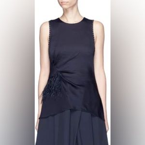 3.1 Phillip Lim Feather-Trimmed Studded Silk Top